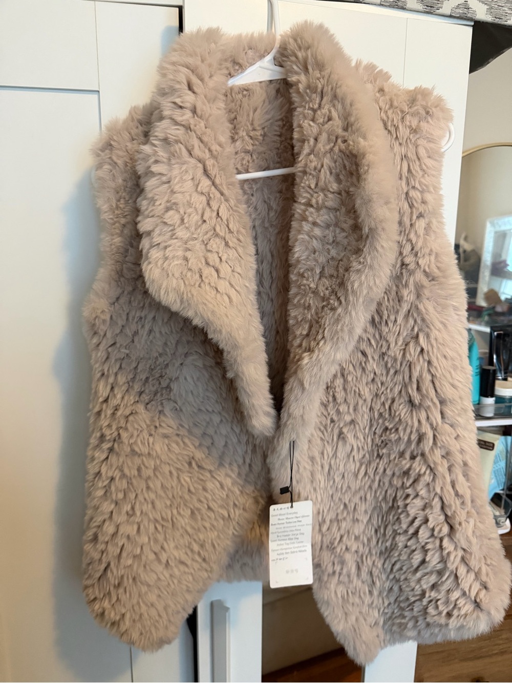Cozy Plush Faux Fur Vest in Taupe